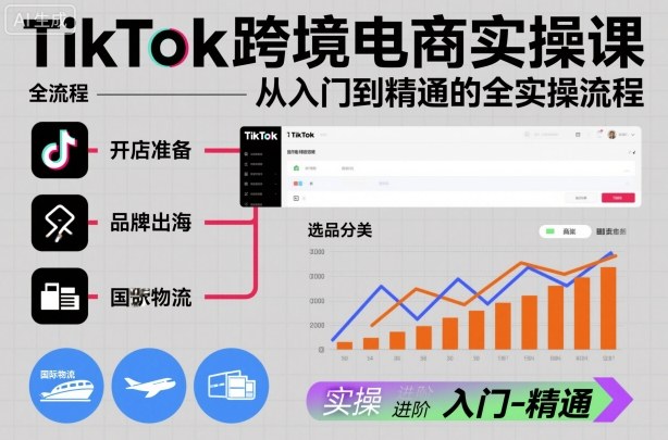 TikTok跨境电商实操课,从入门到精通的全实操流程-优品网赚资源库