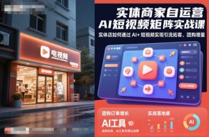 实体商家自运营AI短视频矩阵实战课,实体店如何通过AI+短视频实现引流拓客、团购增量-优品网赚资源库