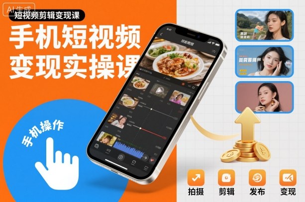 手机短视频变现实操课，短视频剪辑变现课-优品网赚资源库