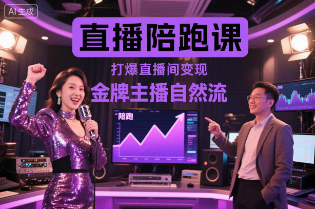 直播陪跑课，金牌主播自然流打爆直播间，复制高变现玩法-优品网赚资源库