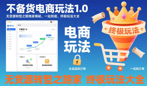 不备货电商玩法1.0，​无货源转型之路独家揭秘，一站到底，终极玩法大全-优品网赚资源库