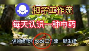 Coze扣子工作流一键生成每天认识一种中药短视频,保姆级搭建教学-优品网赚资源库
