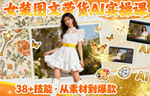 女装图文带货的AI实操课，覆盖38个实用技能，快速提升素材制作效率-优品网赚资源库