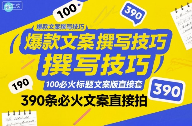 爆款文案撰写技巧，100个必火标题文案模版直接套，390条必火文案直接拍-优品网赚资源库