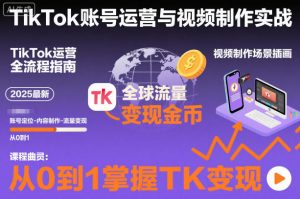 2025最新TikTok账号运营与视频制作实战全流程,从0到1掌握TK变现(含11月最新TK搬运技术)-优品网赚资源库