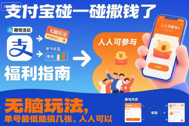 支付宝碰一碰撒钱了，无脑玩法，单号最低能搞几张，人人可以撸【揭秘】-优品网赚资源库