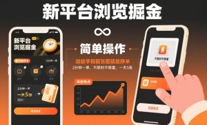 新平台浏览掘金，动动手指截张图就能挣米，2分钟一单，不限时不限量，一天5张【揭秘】-优品网赚资源库