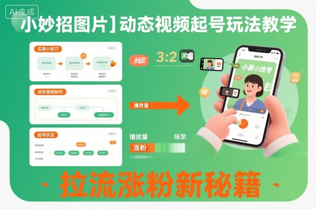 小妙招图片＋动态视频起号玩法教学，拉流涨粉新秘籍-优品网赚资源库