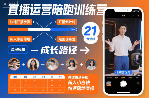 直播运营陪跑训练营,教你快速开播,新人小白快速落地实操-优品网赚资源库