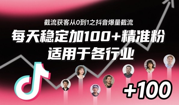截流获客从0到1之抖音爆量截流,每天稳定加100+精准粉,适用于各行业-优品网赚资源库