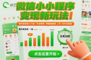 微信小程序变现新玩法，每天稳定收入几张，方法简单，零基础也能轻松上手，当天见收益【揭秘】-优品网赚资源库