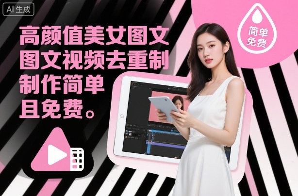 高颜值美女图文视频去重制作教学，制作简单且免费-优品网赚资源库