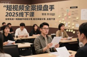 短视频全案操盘手2025线下课,全部实战一线操盘手经验分享,毫无保留分享,全是干货-优品网赚资源库