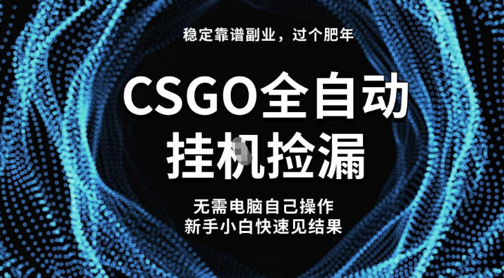 【稳定副业】全球最热门游戏CSGO全自动捡漏,最新玩法,新手小白日入5张+【揭秘】-优品网赚资源库