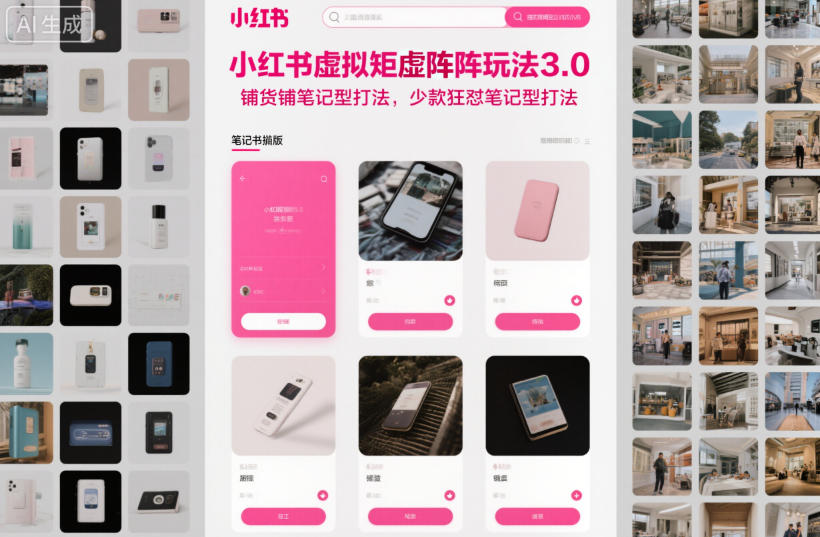 小红书虚拟矩阵玩法3.0,铺货铺笔记型打法,少款狂怼笔记型打法-优品网赚资源库