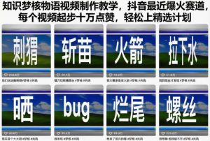 知识梦核物语视频制作教学，抖音最近爆火赛道，每个视频起步十万点赞，轻松上精选计划-优品网赚资源库