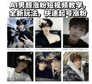 AI男颜涨粉短视频教学，全新玩法，快速起号涨粉-优品网赚资源库