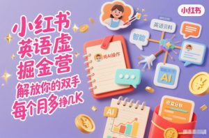 小红书英语虚拟资料掘金营，纯AI操作，解放你的双手，每个月多挣几K-优品网赚资源库