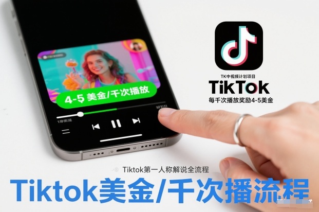TK中视频计划项目，Tiktok第一人称解说流程，每干次播放奖励4-5美金-优品网赚资源库