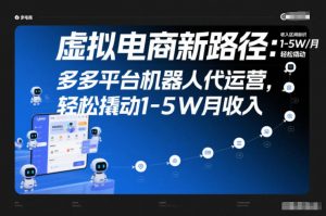 虚拟电商新路径:多多平台机器人代运营,轻松撬动1-5W月收入【揭秘】-优品网赚资源库