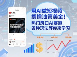 用AI做短视频撸油管美金，热门风口AI赛道，你不做我做，各种玩法等你来学习-优品网赚资源库