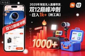 2025年淘宝无人直播带货,冲刺双12,日入1k+【附工具】【揭秘】-优品网赚资源库