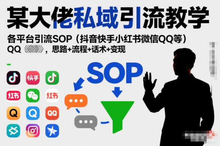 某大佬私域引流教学，各平台引流SOP（抖音快手小红书微信QQ等），思路+流程+话术+变现-优品网赚资源库