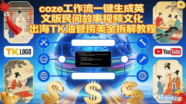 Coze扣子工作流一键生成英文版民间故事视频，文化出海TK油管捞美金拆解教程-优品网赚资源库