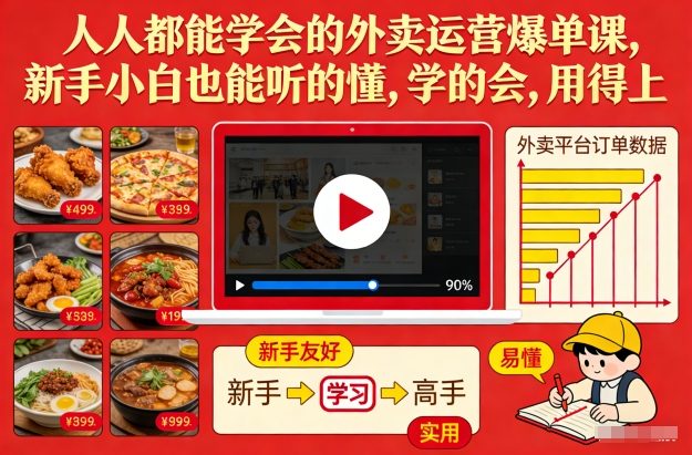 人人都能学会的外卖运营爆单课,新手小白也能听的懂,学的会,用得上-优品网赚资源库