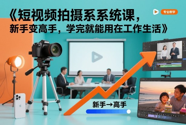 短视频拍摄系统课,新手变高手,学完就能用在工作生活-优品网赚资源库