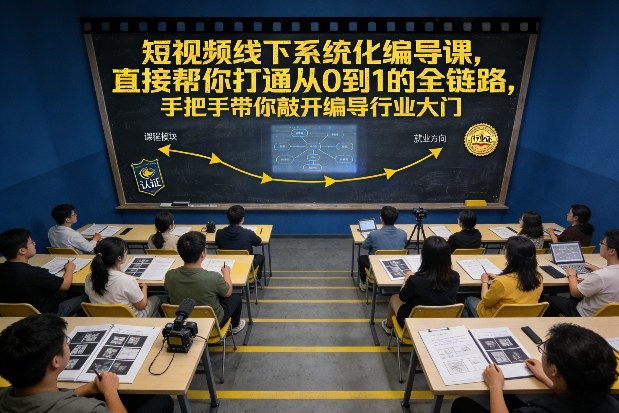 短视频线下系统化编导课,直接帮你打通从0到1的全链路,手把手带你敲开编导行业大门-优品网赚资源库