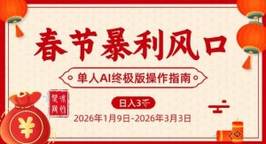 春节暴利风口项目，单人AI落地翻身终极版实操-优品网赚资源库