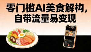 零门槛AI美食解构,自带流量易变现-优品网赚资源库