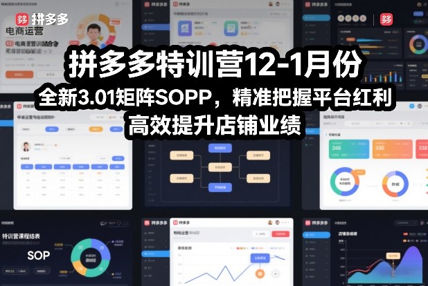 拼多多特训营12-1月份,全新3.01矩阵Sop,精准把握平台红利,高效提升店铺业绩-优品网赚资源库