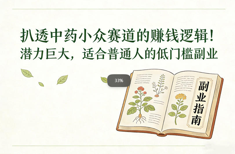 扒透中药小众赛道的賺米逻辑,潜力巨大,适合普通人的低门槛副业-优品网赚资源库