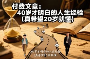 付费文章：40岁才明白的人生经验（真希望20岁就懂）-优品网赚资源库