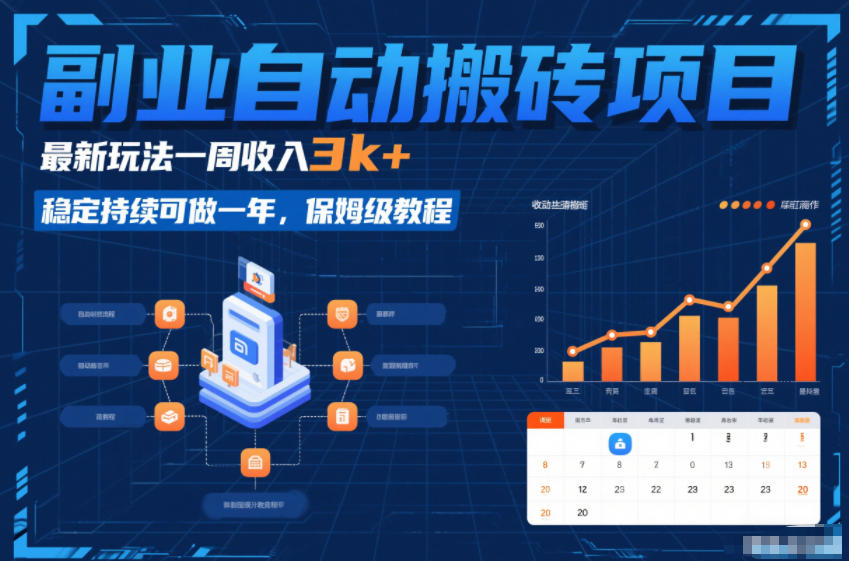 副业自动搬砖项目，最新玩法一周收入3k+，稳定持续可做一年，保姆级教程【揭秘】-优品网赚资源库