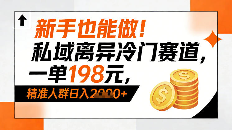 新手也能做！私域离异冷门赛道，一单198，精准人群日入1k+-优品网赚资源库