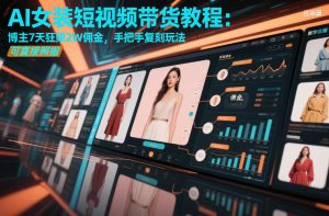 AI女装短视频带货教程：博主7天狂賺2W佣金，手把手复刻玩法，可直接照搬-优品网赚资源库