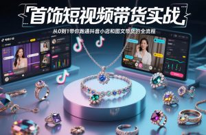 首饰短视频带货实战，从0到1带你跑通抖音小店和图文带货的全流程-优品网赚资源库