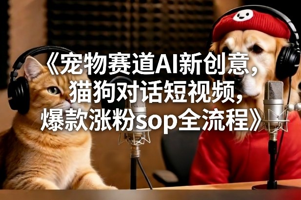 宠物赛道AI新创意，猫狗对话短视频，爆款涨粉sop全流程-优品网赚资源库