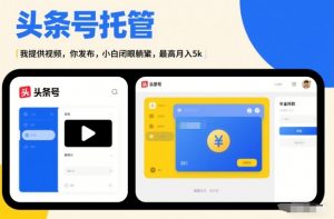 头条号AI托管，我提供视频，你发布，小白闭眼躺賺，最高月入5k+【揭秘】-优品网赚资源库