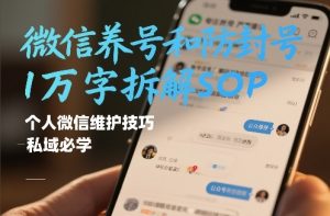 微信养号和防封号1万字拆解SOP,个人微信维护技巧,私域必学【文档】-优品网赚资源库