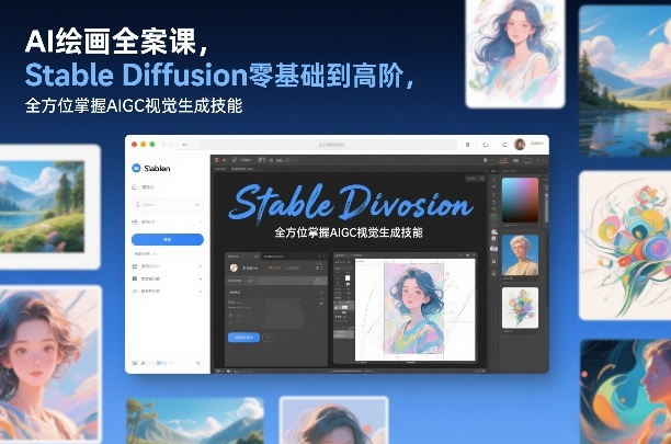 AI绘画全案课，Stable Diffusion零基础到高阶，全方位掌握AIGC视觉生成技能-优品网赚资源库