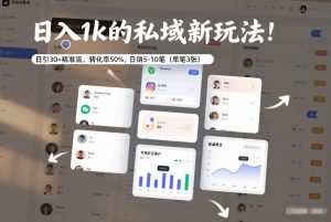 日入1k的私域新玩法:日引30+精准流,转化率50%,日销5-10笔(单笔3张)-优品网赚资源库