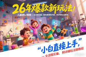 26年爆款新玩法，儿童科普AI视频，全流程实操，轻松做爆款内容，小白直接上手，附详细玩法教程-优品网赚资源库