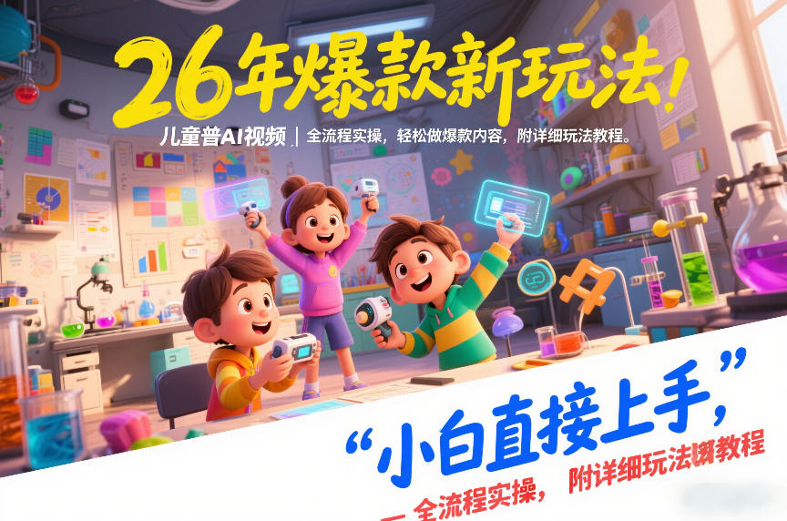 26年爆款新玩法，儿童科普AI视频，全流程实操，轻松做爆款内容，小白直接上手，附详细玩法教程-优品网赚资源库
