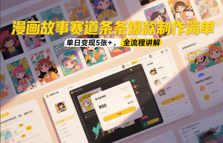 漫画故事赛道条条爆款制作简单，单日变现5张+，全流程讲解-优品网赚资源库