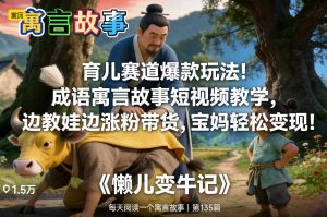 育儿赛道爆款玩法！成语寓言故事短视频教学，边教娃边涨粉带货，宝妈轻松变现！-优品网赚资源库