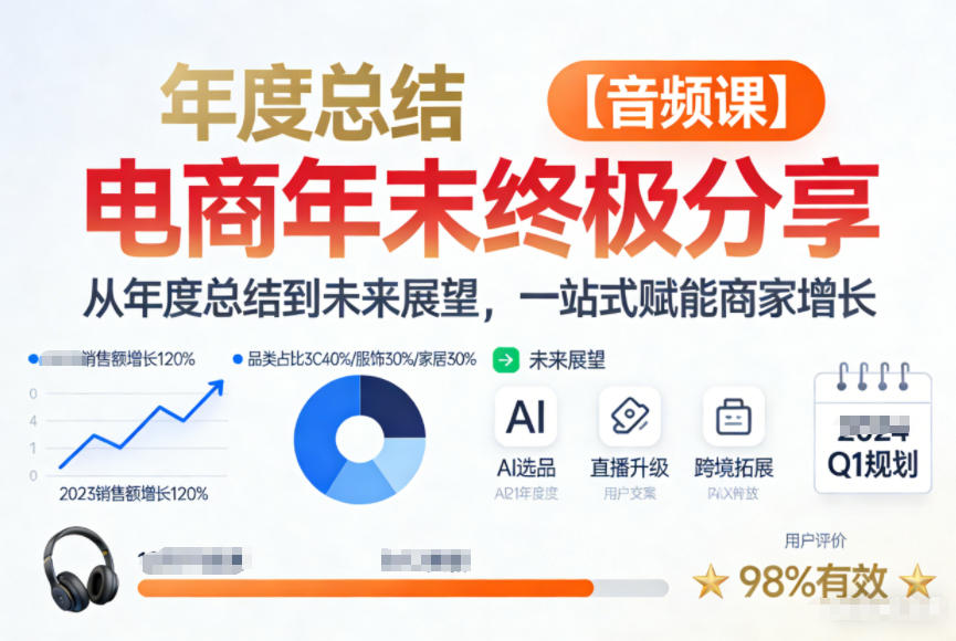 电商年未终极分享，从年度总结到未来展望，一站式赋能商家增长【音频课】-优品网赚资源库